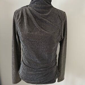 White House Black Market Metallic Copper Brown/Gray Turtleneck Long Sleeve Top